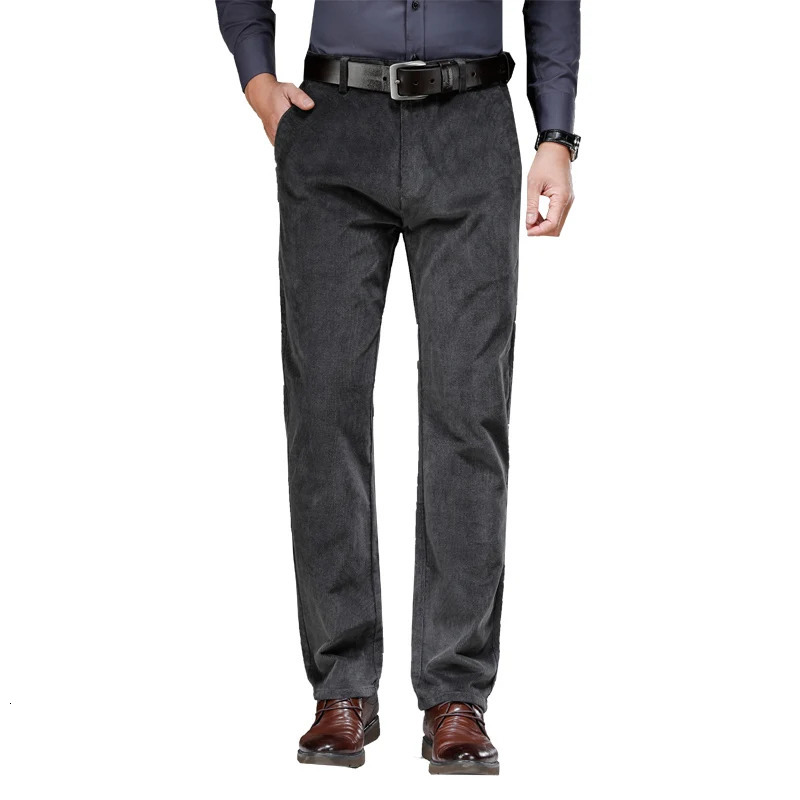 SHAN BAO AutumnWinter Straight Loose Corduroy Pants Classic Business Mens High Waist Casual 241115