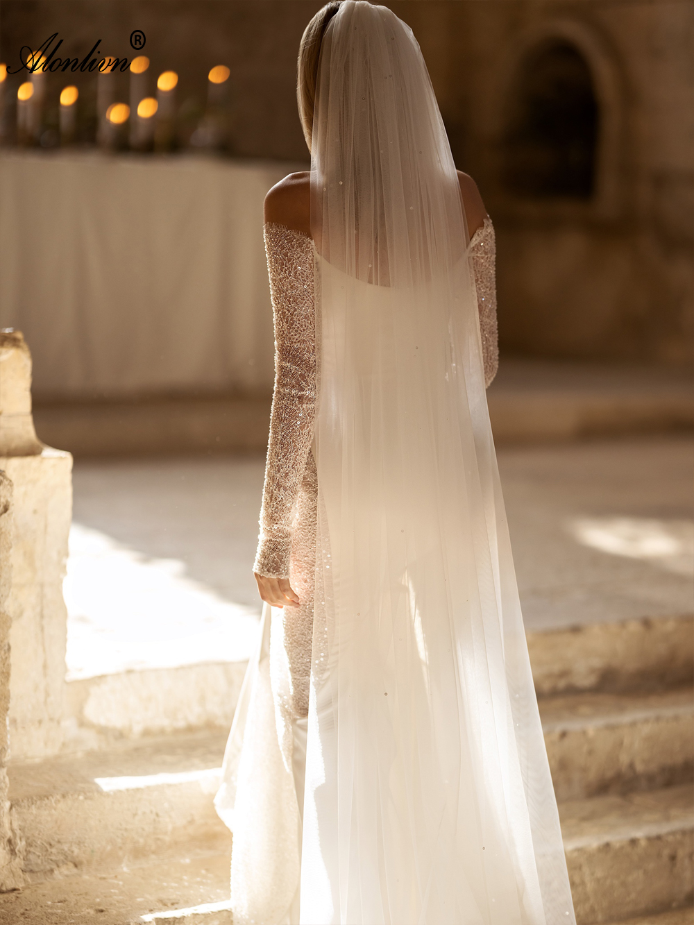 Elegant Satin Sweetheart Mermaid Wedding Dress With Off Shoulder Full Sleeves Trumpet Bridal Gowns With Shiny Beading Appliques Lace