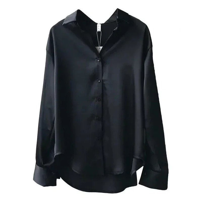 Spring Warm Button Womens Long Sleeve Loose Solid Color Youth Shirt Simple Korean Fashion Womens Wear 241115