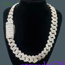 necklace moissanite chain Custom Hip Hop Jewelry 10k Real Gold Plated Cuban Chain Full Baguette Cut White d Vvs Past Dia Tester