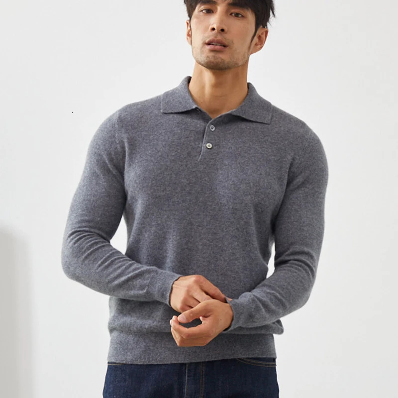 Alevel 100% pure cashmere sweater mens polo neck knitted pullout autumn and winter fashion Korean version jacket 241115