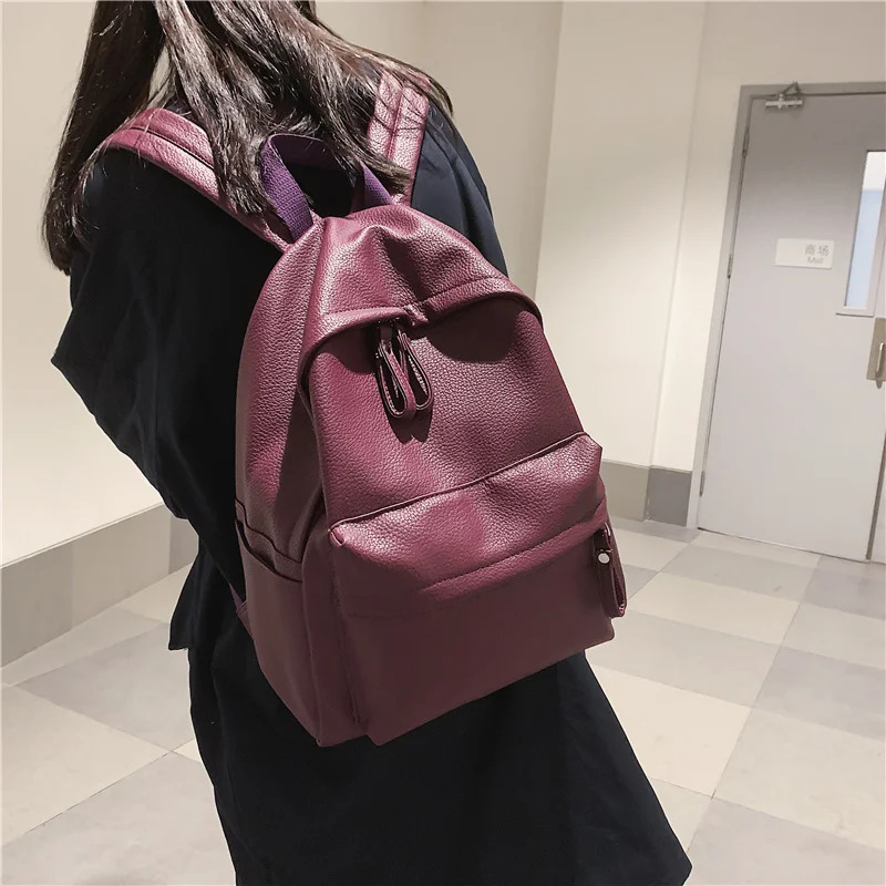HOCODO Fashion Backpack High Quality PU Leather Womens Backpack For Teenage Girls School Shoulder Bag Bagpack Mochila backpack 241115