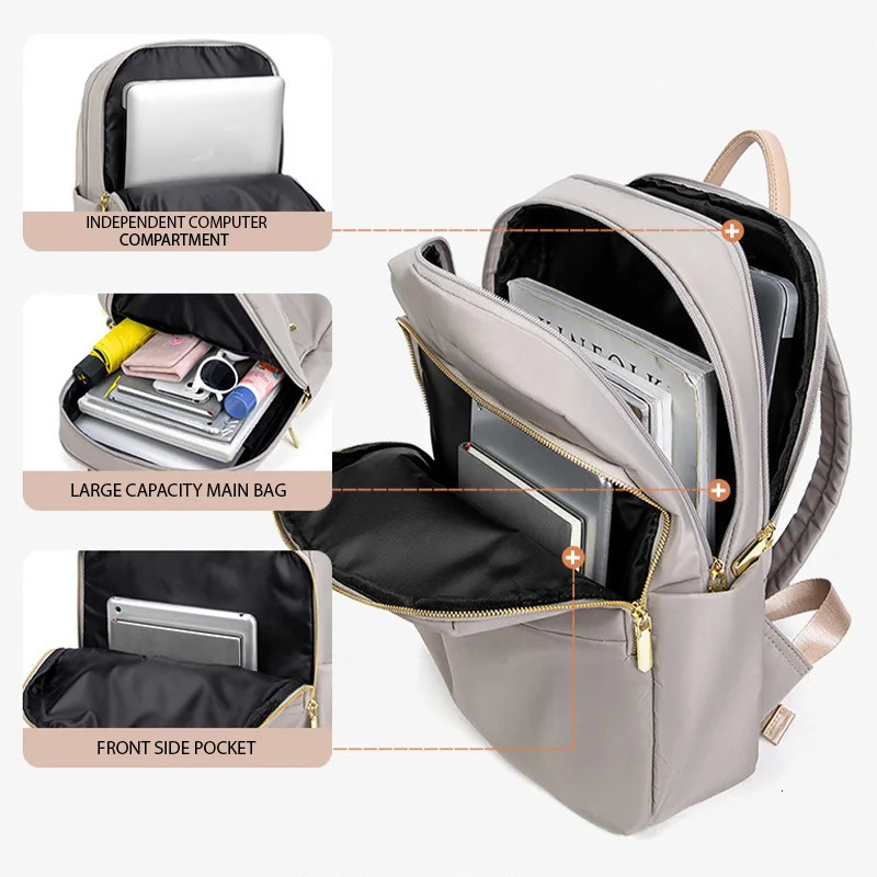 Women backpack oxford cloth waterproof Shockproof Fashion Office Lady Bag 13 14 inch laptop backpack 241115