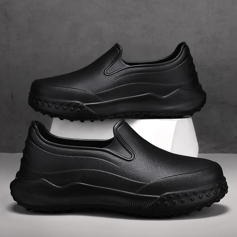 Four season simple and stylish large casual non slip waterproof oil proof splash proof chef shoes 241115