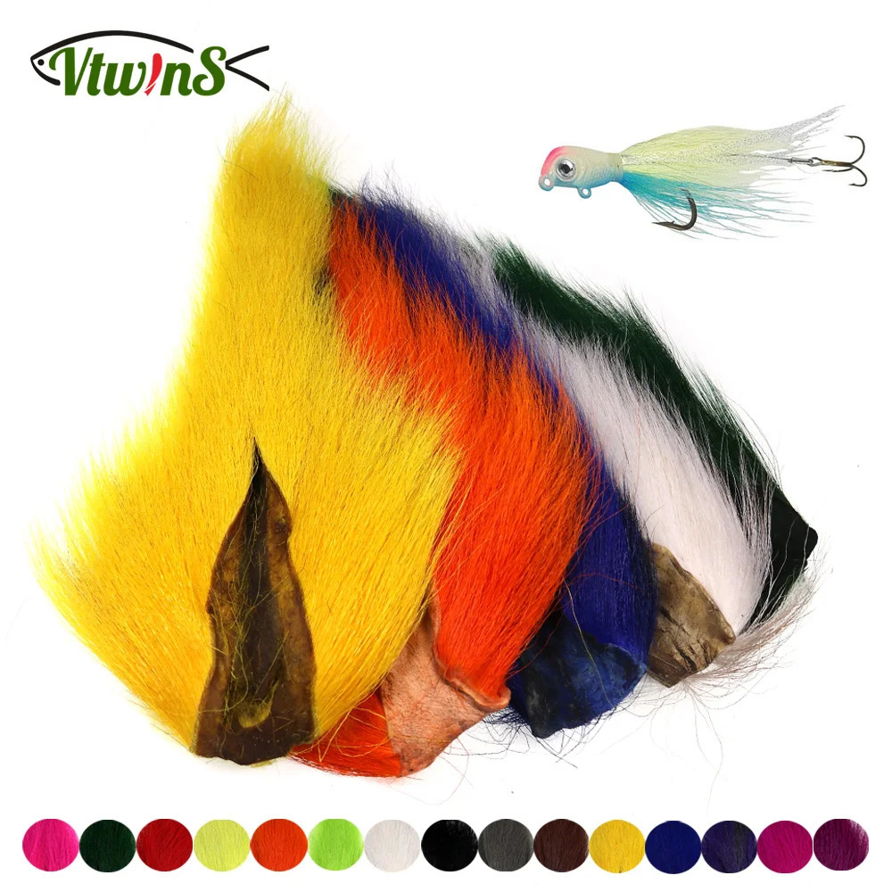 Vtwins Fly Tying Fur Whole Dyed Deer Tail Hair Fur Bucktail Jigs Fly Tying Saltwater Flies Dry for Fly Tying Bucktail Materials 241116