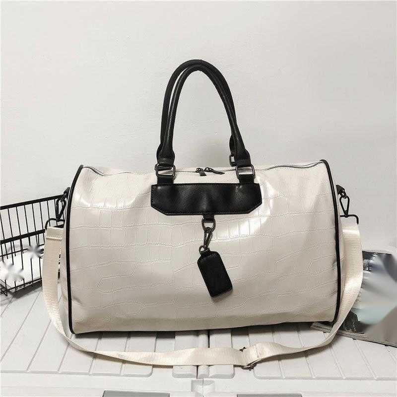 Soft Leather Pu Stone Patterned Travel Bag Large Capacity Short Distance Travel Portable Luggage Bag Lightweight Boarding Bag