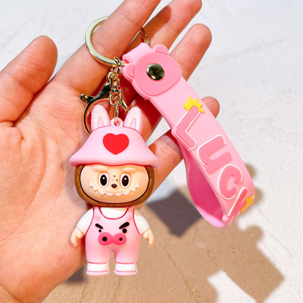 Cute Key Chain Anime Labubu Car Keychain for Bag Charms Doll Keyring Men Women Jewelry Wholesale