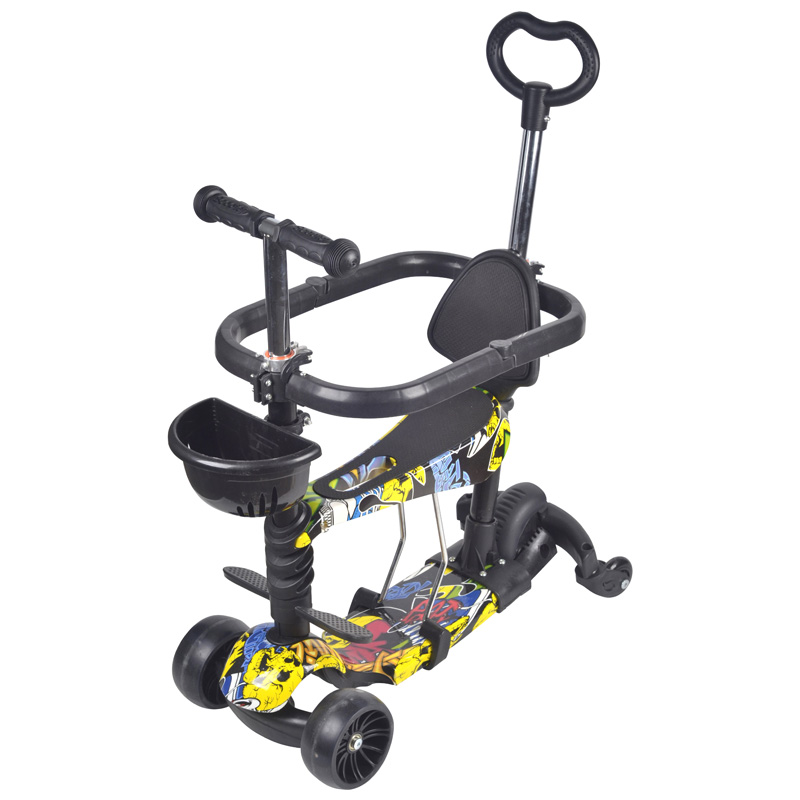Scooter full iron bracket PP panel wear-resistant PVC wheel large wheel with armrest trolley auxiliary wheel