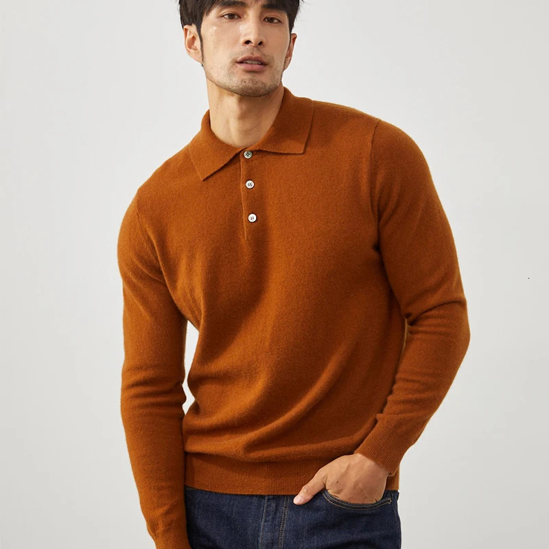 Alevel 100% pure cashmere sweater mens polo neck knitted pullout autumn and winter fashion Korean version jacket 241115