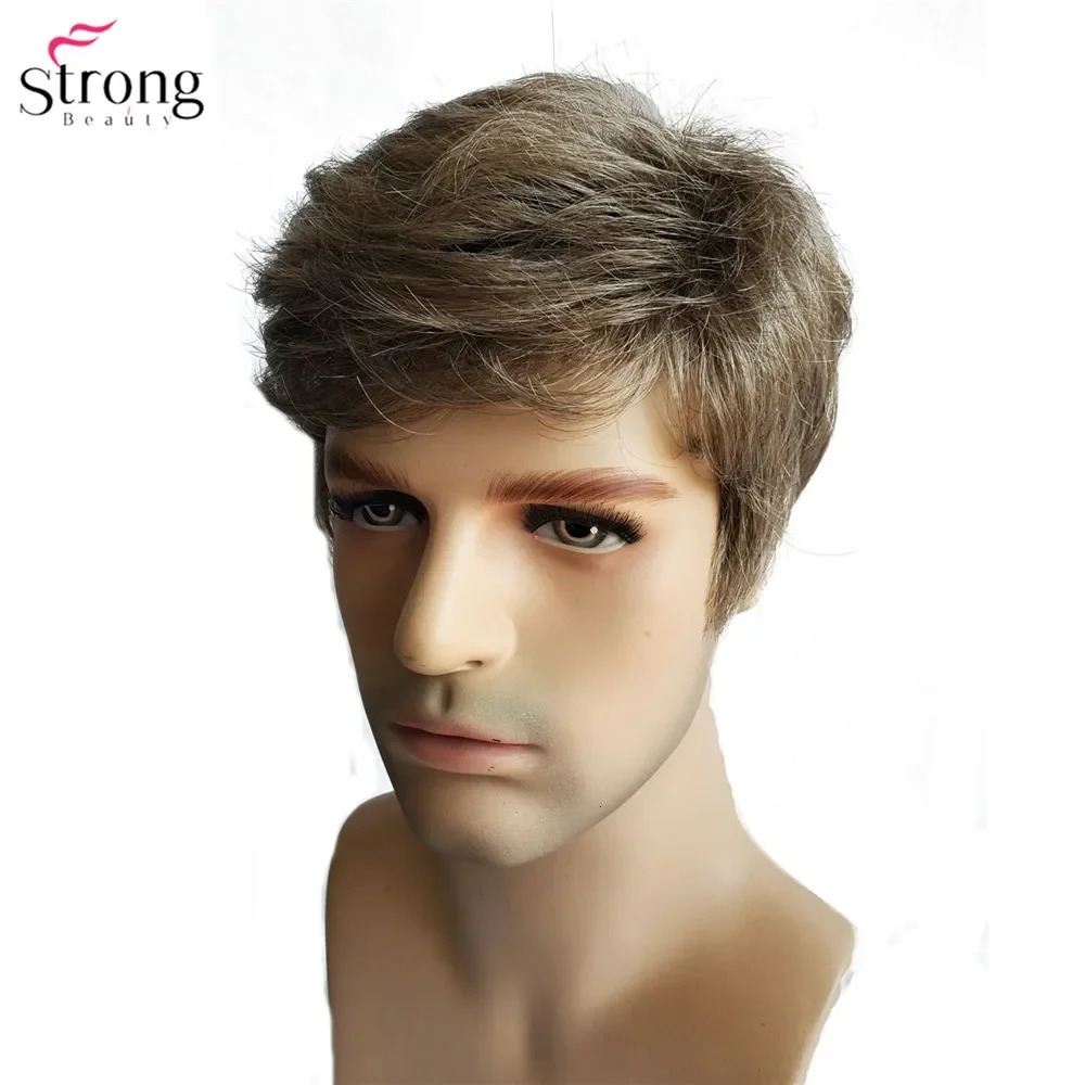 StrongBeauty Men Wig Hair Short Straight Synthetic Light Brown Wigs 241115