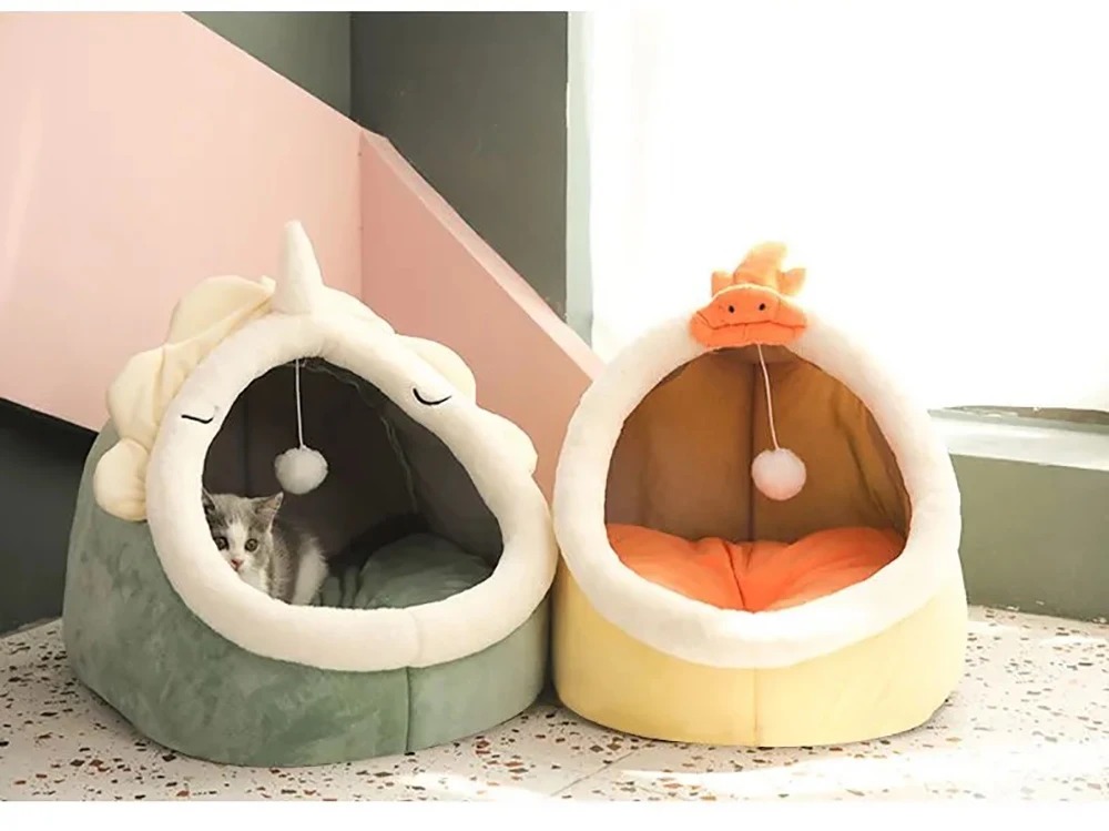 Dogs & Cat Tent Cave Bed for Cats Small Self-Warming Cat Tent Bed Hut Comfortable Sleeping Bed Fold-able Removable Washable Animal
