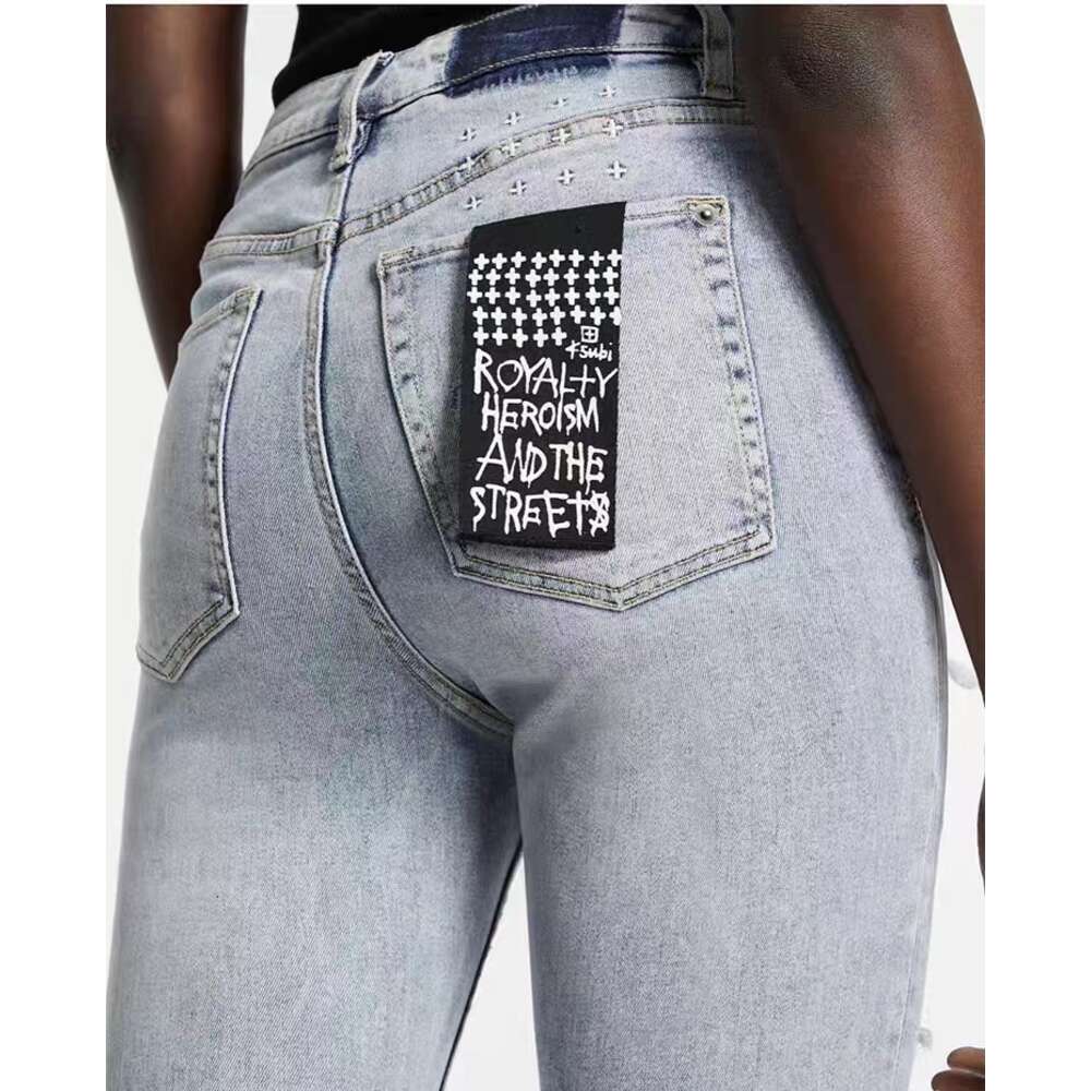 Designer Ksubi Jeans For Rip Denim Biker Grey Paint Pant Bone Skintight Denim Trend fashions woman Denim quty Ksubi womens designer jeans Jean L251025R8OA