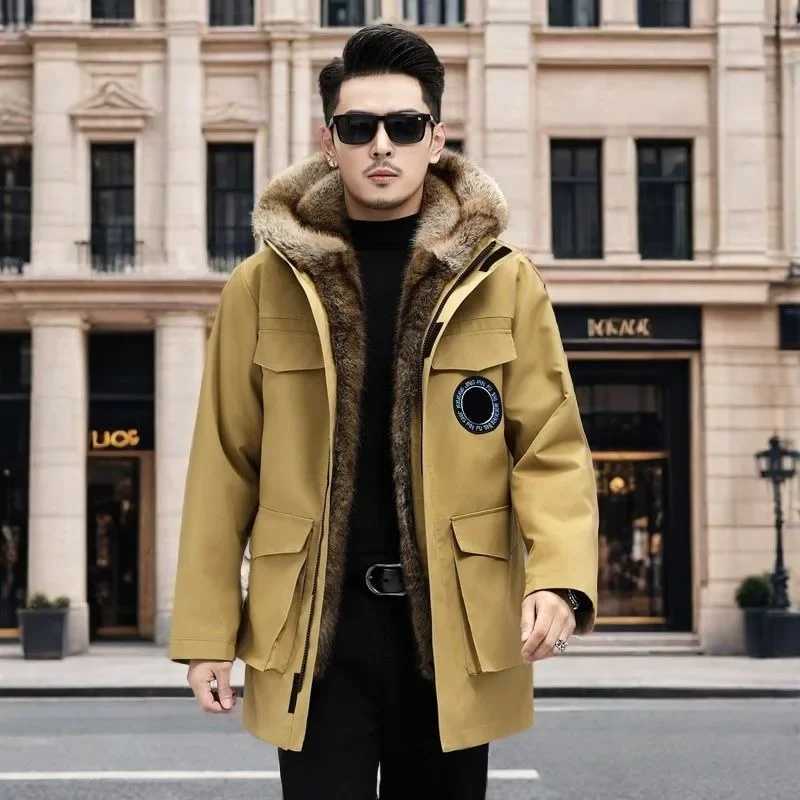 Single piece fur new mens clothing high-quality Parka jacket fur mens clothing mink fur detachable lining thick medium length jacket W241116