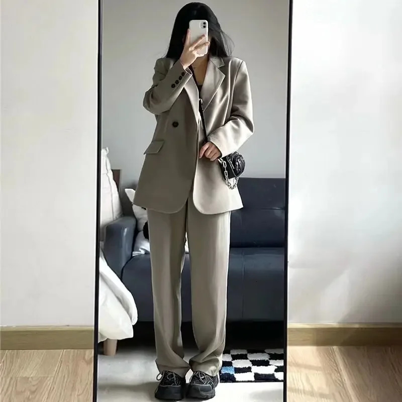 Fashionable Casual Loosefit Slimming Womens Westernstyle Suit Jacket 2piece Set For Springautumn 2023 241115