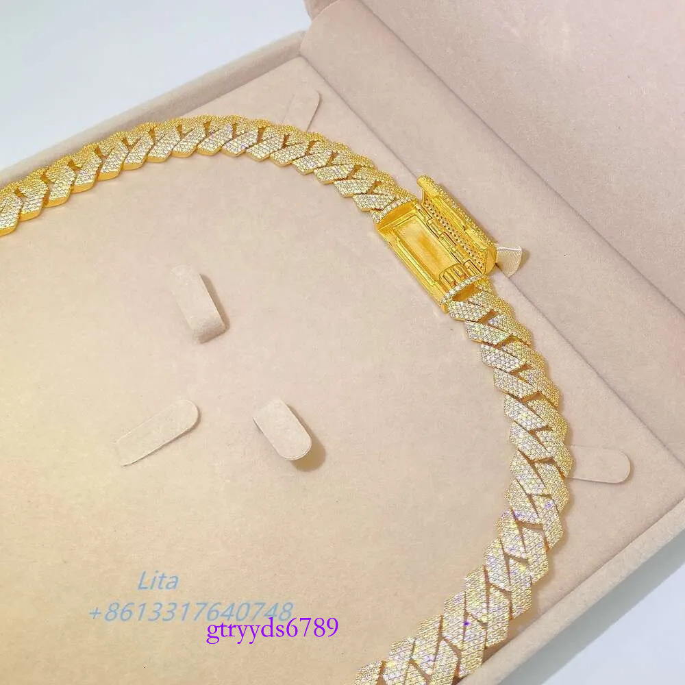 Hot selg sterg sier Searle Hip Hop Jewelry by Vvs Dia Tester 15mm 18mm 20mm Miami Mosant Cuban Chain GRA