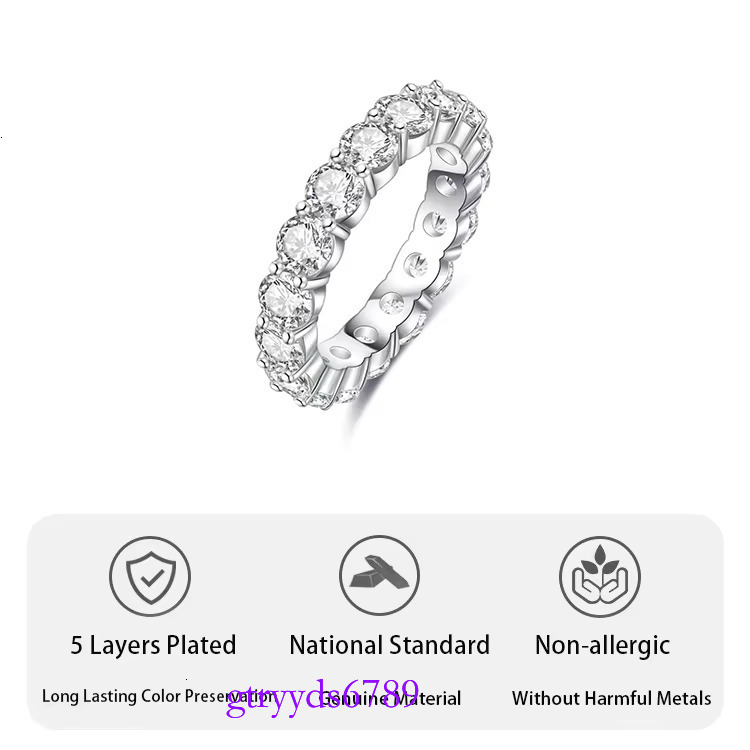 Iced Out 3mm D Color VVS Moissanite Dia Sterg Sier Wedding Engagement Fine Jewelry Ring for Women