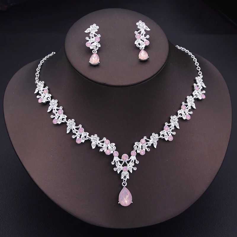 Elegant pendant earrings and necklaces for elegant jewelry sets floral designs sparkling rhinestone necklace sets weddings X241116
