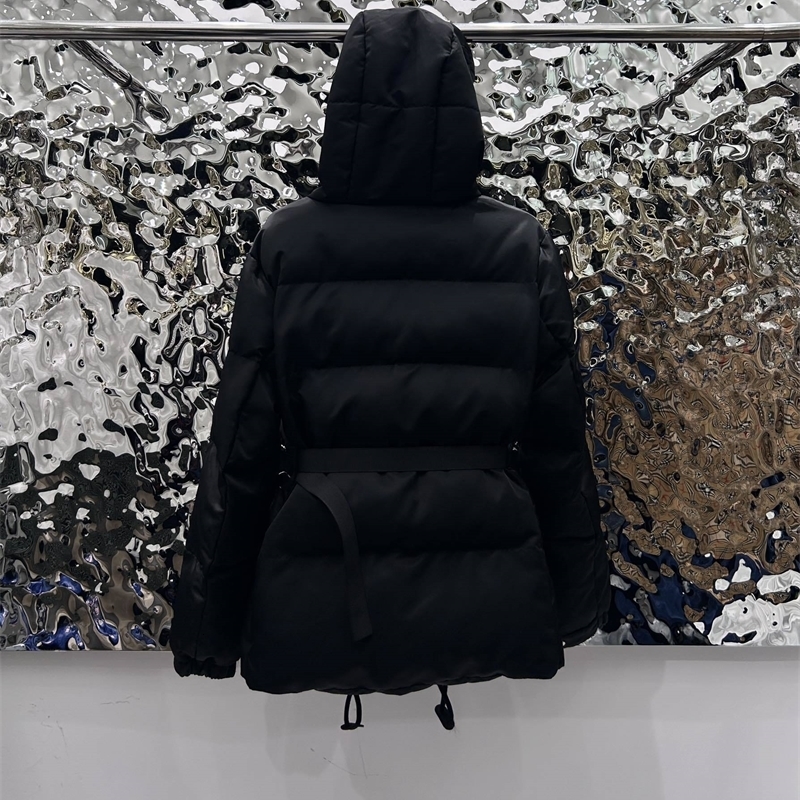 autumn and winter down jacket for women fashion hooded ultralight warm slim belt female coat 241115