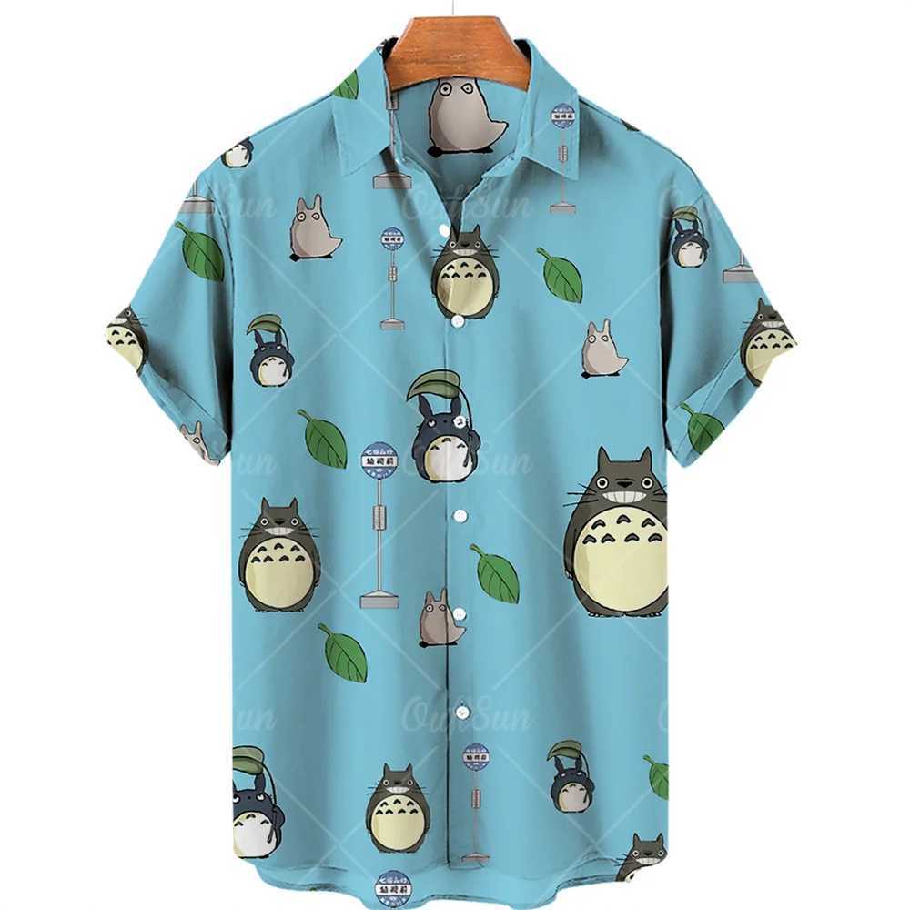 Men's Casual Shirts Duck 3d Print Summer Beach Shirt Men Floral Fashion Hawaiian Short Sleeve Single-Breasted Imported Clothing Streetwear 240416