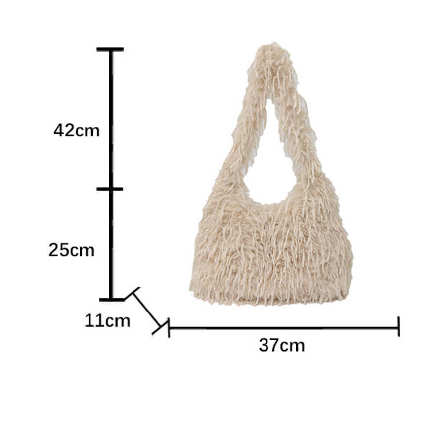 Plush Tote Bag For Women Tassel Shoulder Bag Large Capacity Shopping Bags Fashionable Bag 241104