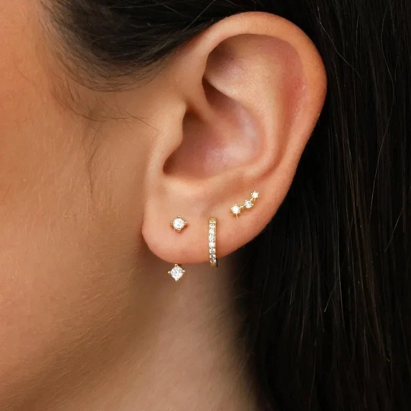 Dainty 14k Gold Silver Plated Lightweight Cartilage Hoop Earrings Set Jewelry for Women Elegant Jewelry Gift 241116