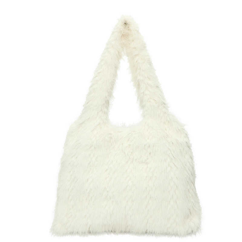 Korean Version Plush Shoulder Bag Autumn Winter Large Capacity Shopping Bags Texture Handbag Casual Tote Bag Versatile Commuting Fringe Bag 241104