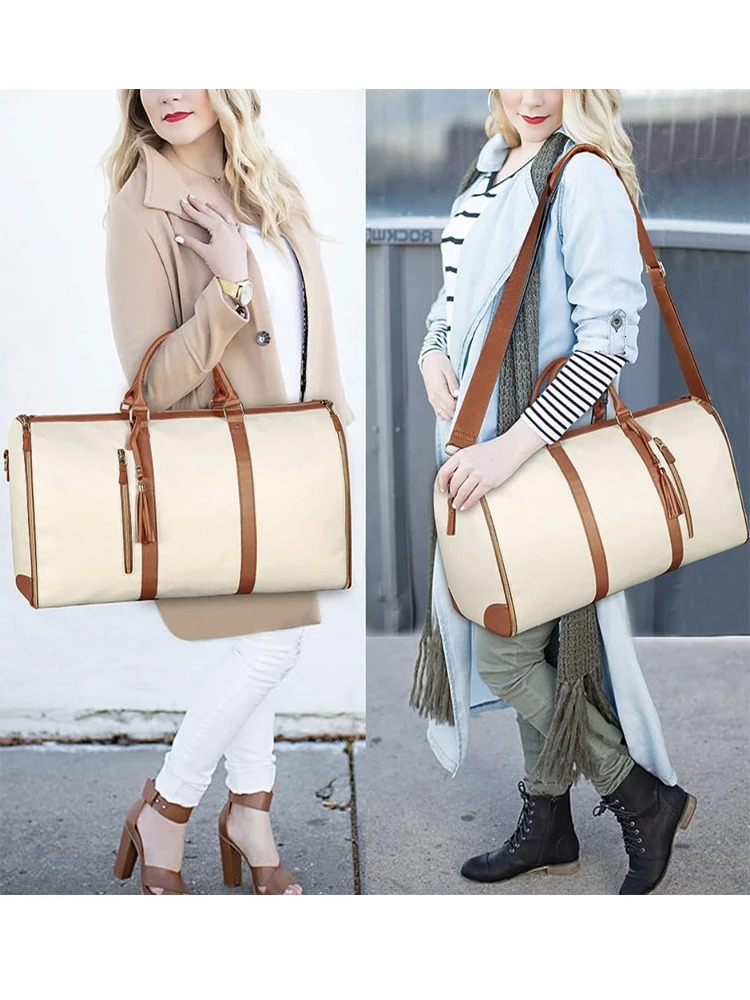 Customized letter carrying PU leather womens clothing bag large-sized PU folding luggage set travel bag 241115