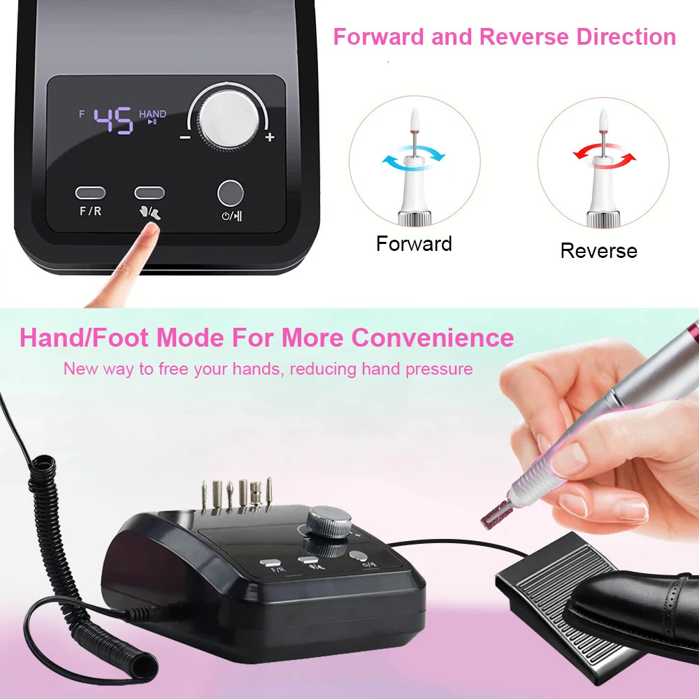 Nail Drill Machine 45000RPM Electric Drill for Nails Electric Nail Drill Polisher Professional Nail Lathe Manicure File Machine 241115