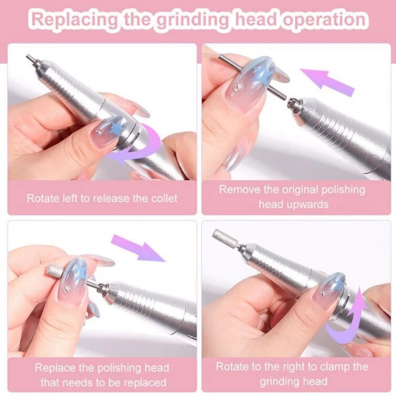 45000RPM Electric Nail Drill Machine Professional Nail Drills for Gel Nails Polish Rechargeable Portable Nail File Manicure Tool 241115