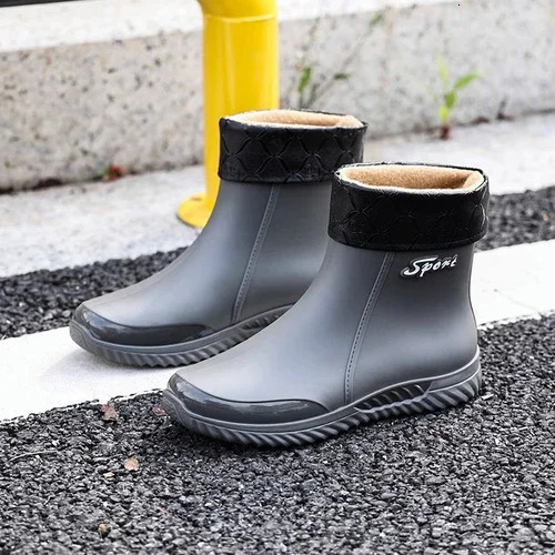Mens Outdoor Rain Boots Waterproof Non Slip Kitchen Fishing Wearresistant Thick Soled Rubber Shoes Rain Shoes 241115