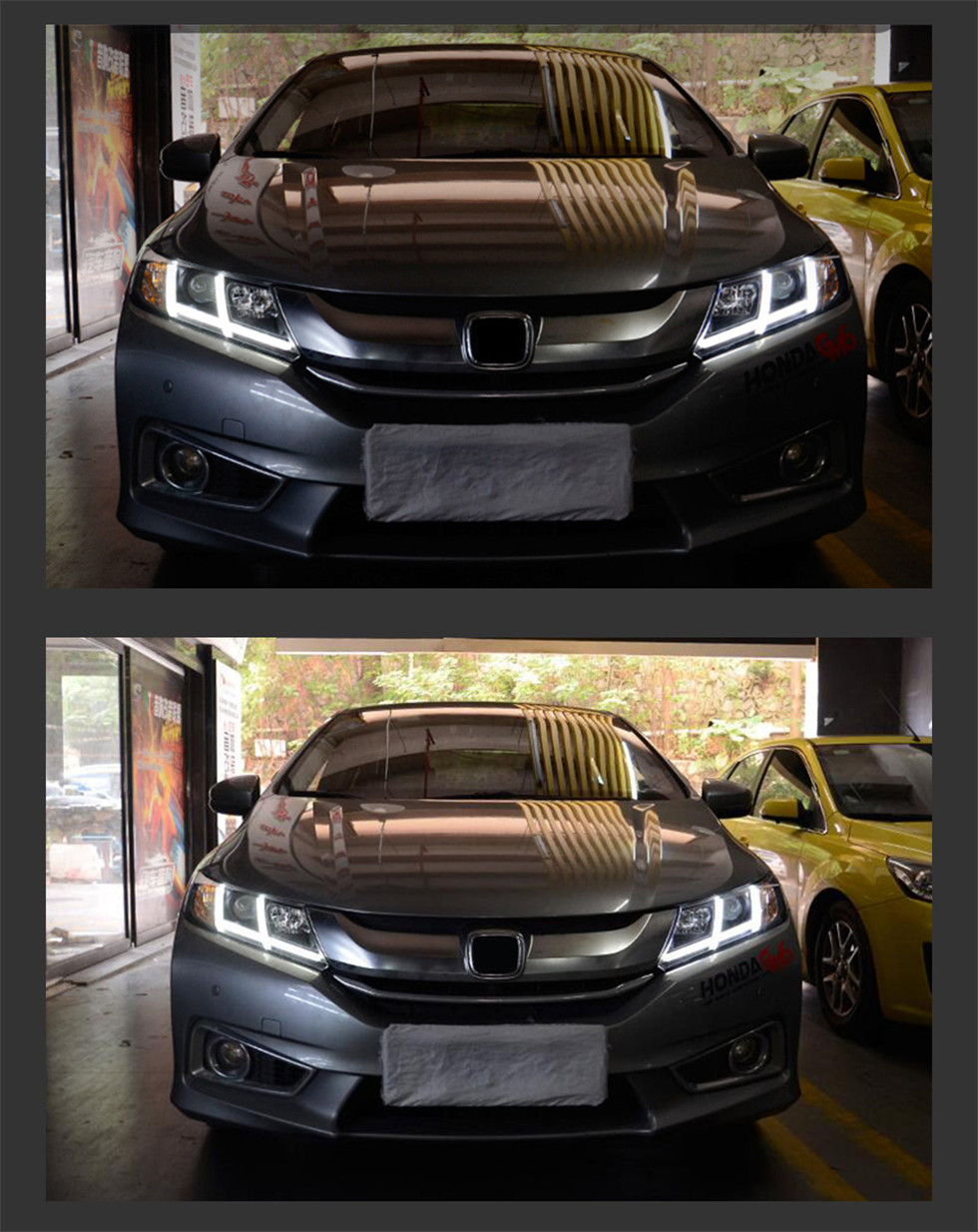 Car Styling for Honda City 20 15-20 19 Head Lamp Upgrade Double U DRL Projector LED Lens Signal Lamp Head light Assembly