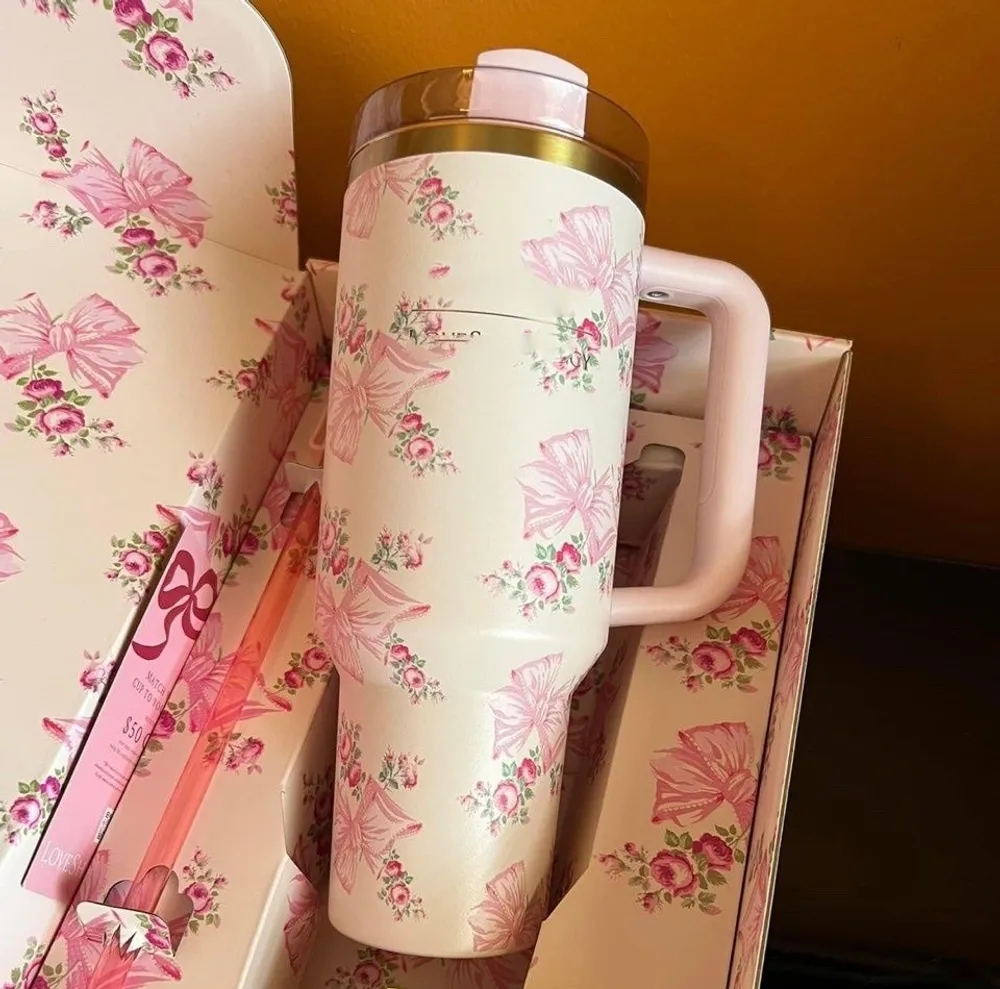 DHL Rosa Beaux pink Chocolate Gold Tumblers Sparkg Valentines Day Gift 40Oz Holiday Tumbler Co-Ed Pink Purple Stars Cosmo Mugs 1116