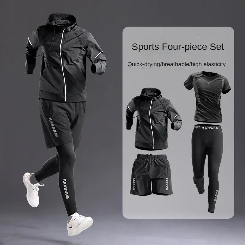 AllSeason Mens Sportswear SetSuit Tracksuit for Running Cycling Fitness Hikinggym clothing men jogging boxing5 pcs 241115