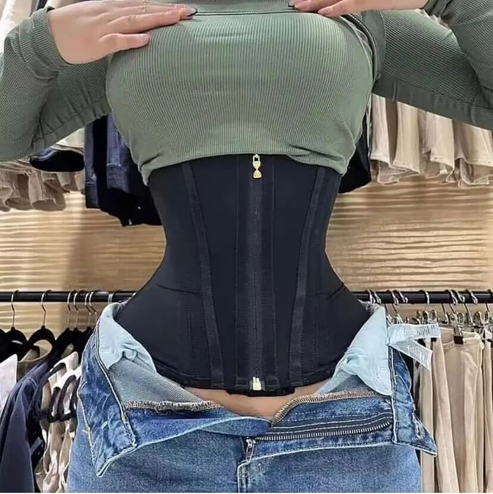 Women Plus Size Fajas Waist Trainer Corset Tummy Control Zipper Vest Body Shaper Cincher Shapewear Slimming Belt Sports Girdle 241115