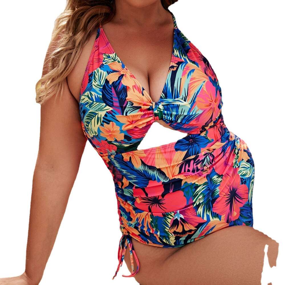 2024 Adult Large New Women's Printed One Piece Sexy Strap Swimsuit F41632