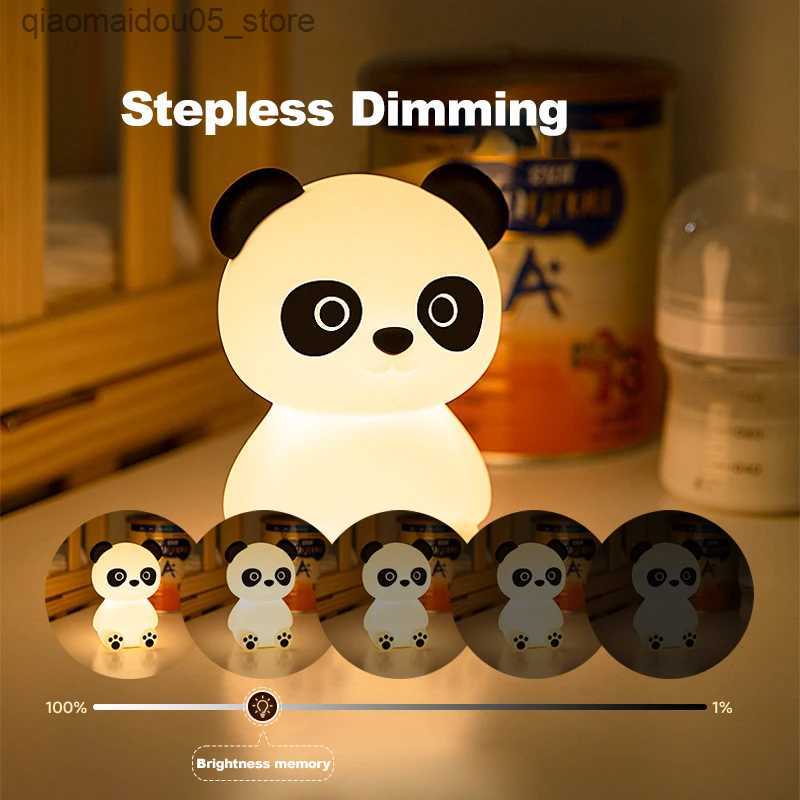 Lamps Shades Panda night light silicone atmospheric light bedroom light sleep light eye protection rechargeable bedside light decoration childrens gif