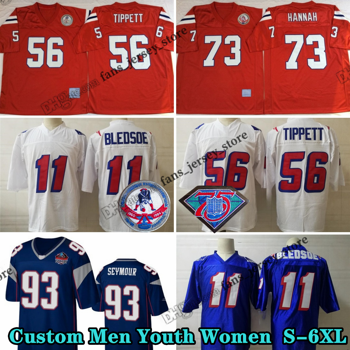 Custom 75th Vintage 56 Andre Tippett 1984 Football Jerseys 12 Tom Brady 28 Curtis Martin24 Ty Law 85 Nick Buoniconti 93 Richard Seymour 87 Ben Coates 54 Tedy Bruschi