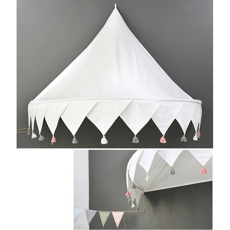Kids Teepee Tents Children Play House Castle Cotton Foldable Tent Canopy Bed Curtain Baby Crib Netting Girls Boy Room Decoration 240412