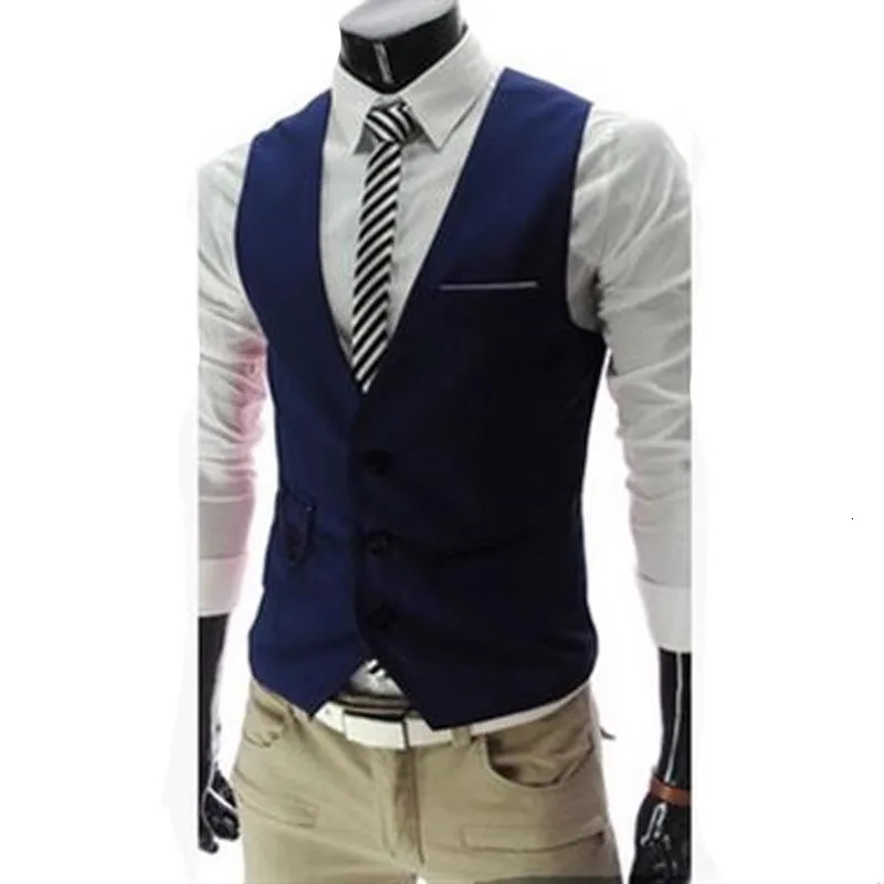 2023 Arrival Dress Vests For Men Slim Fit Mens Suit Vest Male Waistcoat Gilet Homme Casual Sleeveless Formal Business Jacket 241115