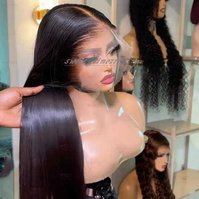 13x6 Raw Indian Lace Frontal Human Hair Wig Glueless HD Full Lace Frontal Wigs Brazilian Straight Curly Wig For Black Women