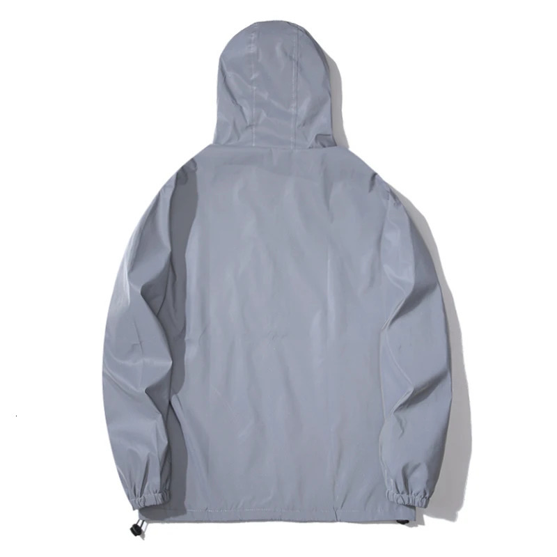 Night Reflective Jackets Double Fabric Windbreaker Hooded Jacket Men Hip Hop Dancer singer Waterproof Zipper Coats Outwear 241115