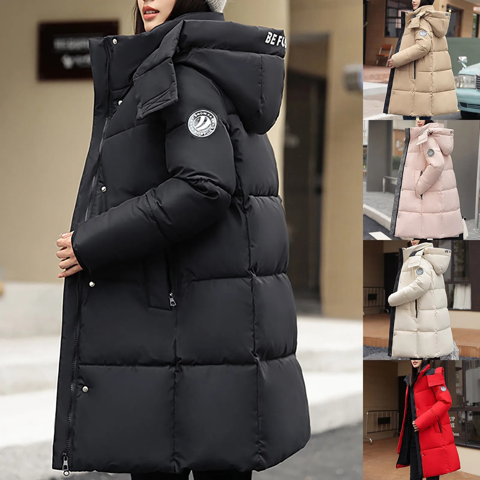 Womens Hooded Long Puffer Coat Winter Longer Thickened Down Warm Trench Hoodies Overcoat for Women Parka Coats Outdoor Top 241115