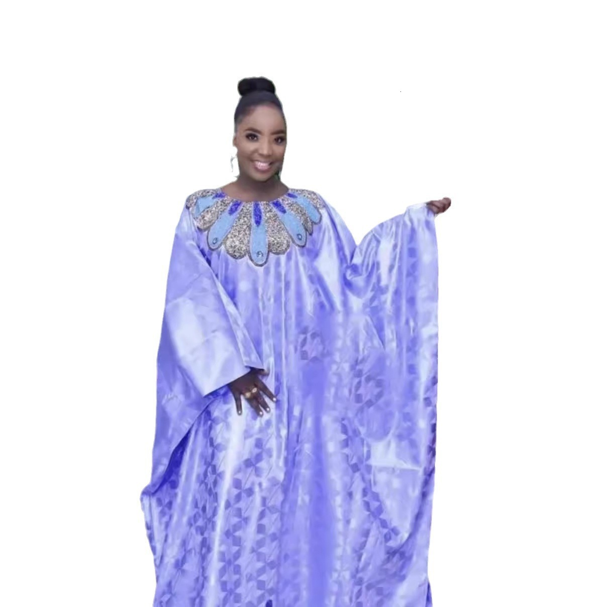 TikTok 2024 sequin embroidered print loose fitting robe with headscarf oversized robe dress for women 230302