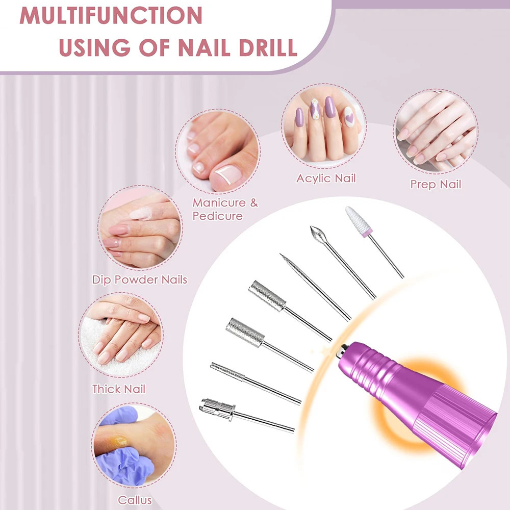 40000RPM Nail Drill Machine Electric Portable Nail File Rechargeable Nail Sander With Base for Gel Nails Polishing Home Manicure 241115