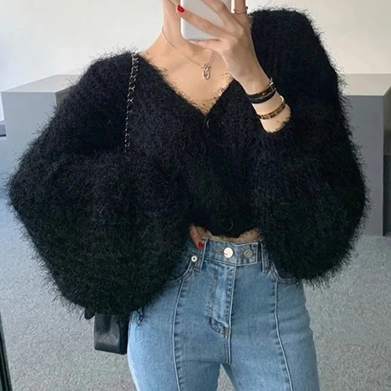 Autumn Winter Warm Women Faux Fur Coat Loose Black White Pink Plush Fluffy Short Elegant Fashion Female Jacket 241108