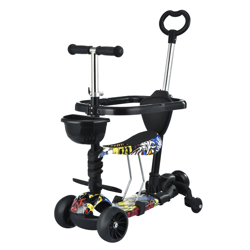 Scooter full iron bracket PP panel wear-resistant PVC wheel large wheel with armrest trolley auxiliary wheel