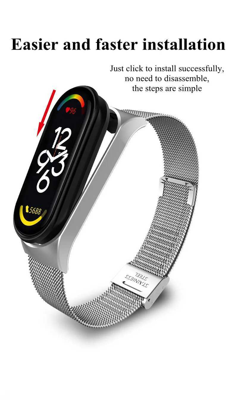 High Quality Mi Band 7 3 4 5 6 wristband metal bracelet stainless steel Mi Band 7 6 4 3 5 wristband O241115