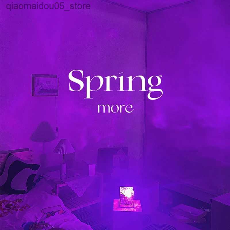 Lamps Shades Water ripple lamp cube table decoration night lamp childrens bedroom atmospheric lighting wave projector desk lamp Q240416