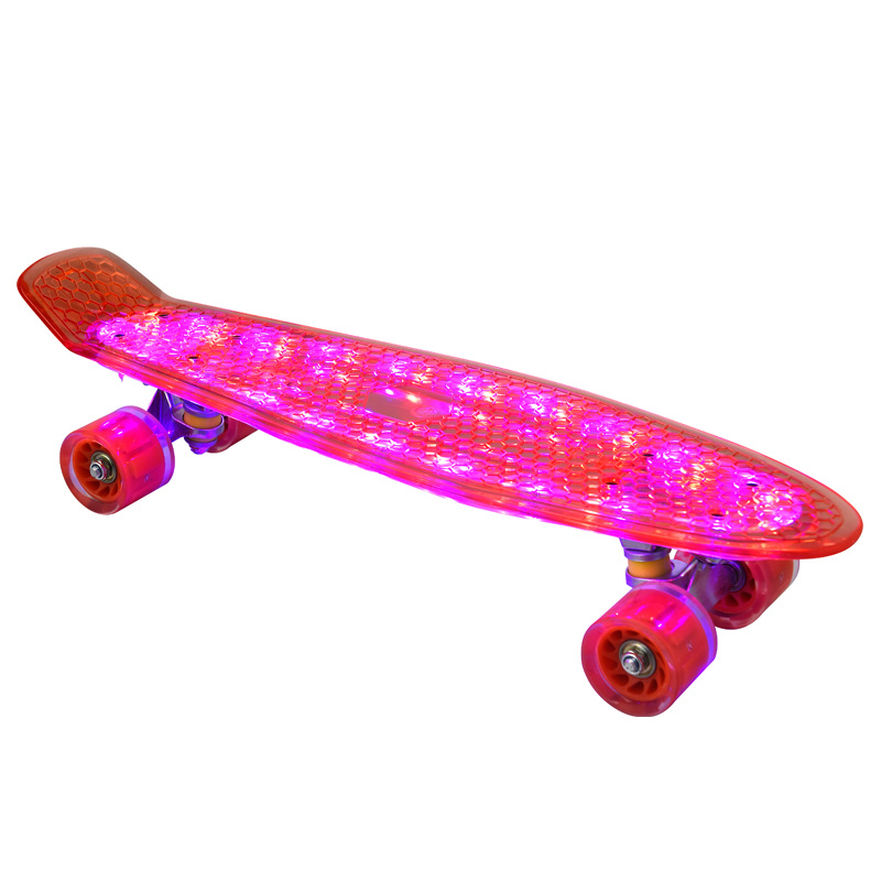 Skateboard fishboard PP board aluminium alloy bracket flash PU wheel big wheel with handle stable wear-resistant high speed long highway plate