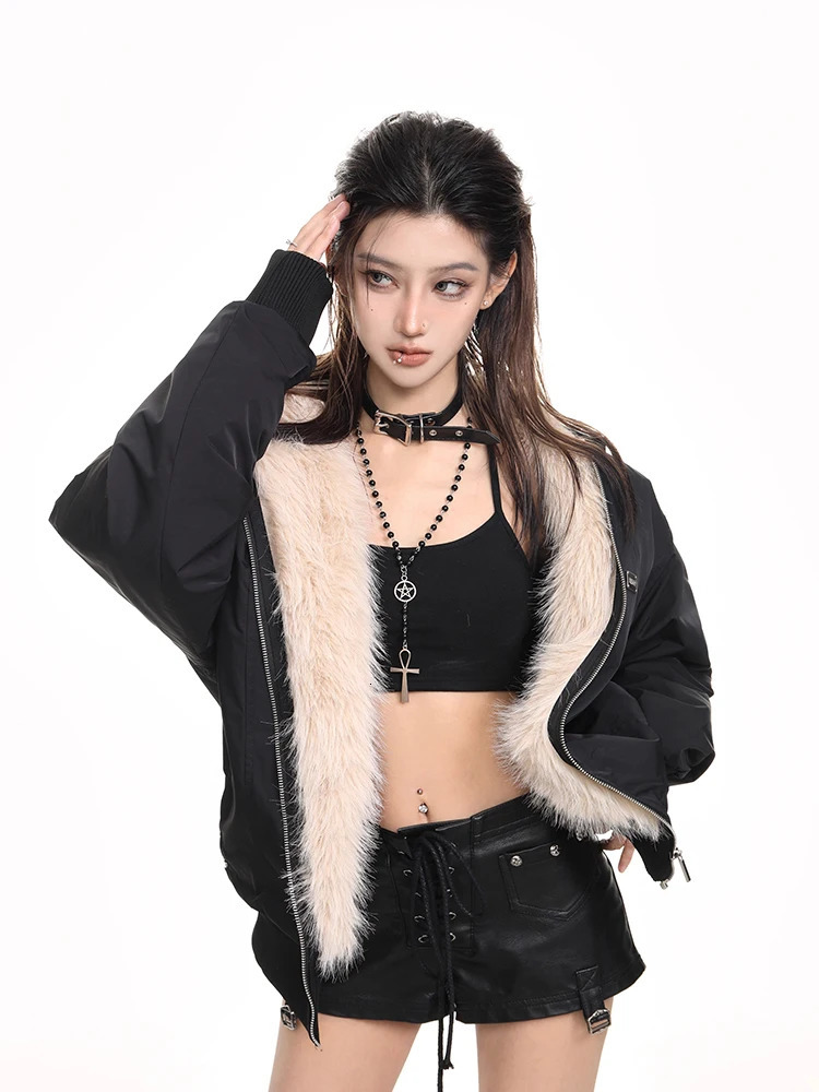 Winter Fashion Hooded Cotton Padded Jacket Female Y2K Harajuku Vintage Coat Loose Thicken Warm Cottonpadded Tops 241115